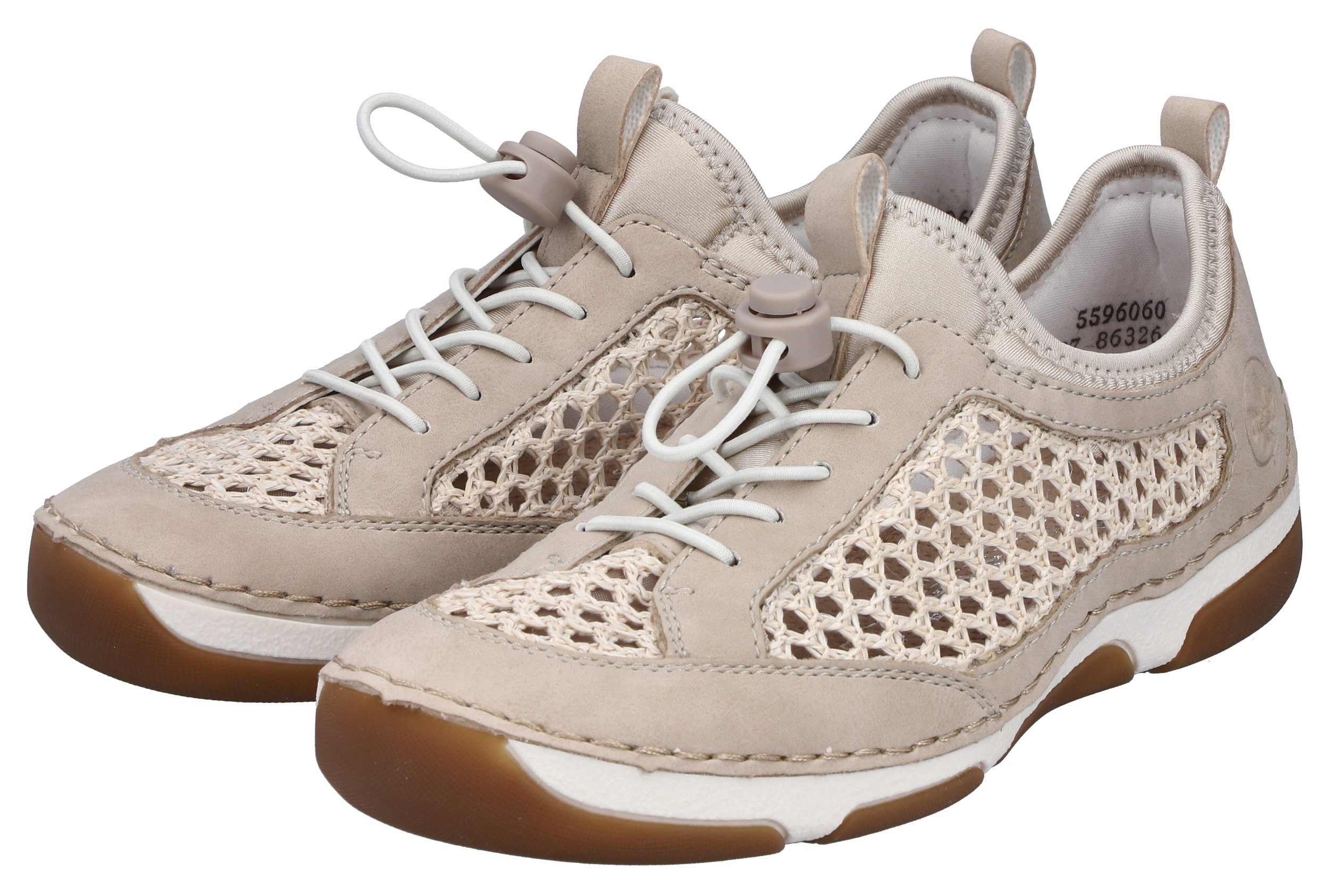 Slip-On Sneaker RIEKER, Herren, Gr. 36, beige, creme, Lederimitat, Textil, Schuhe, Slipper, Freizeitsneaker, Halbschuh mit Schnellverschluss Image