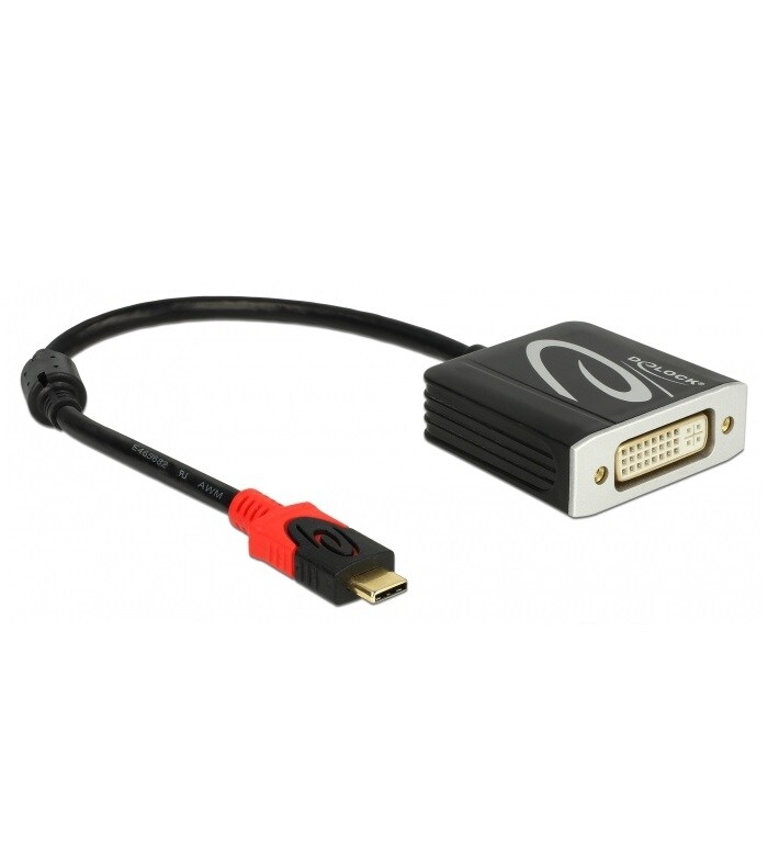 Delock Adapterkabel USB Type-C" Stecker> DVI Buchse schwarz DP-Alt Mode Digital/Daten Digital/Display/Video Image