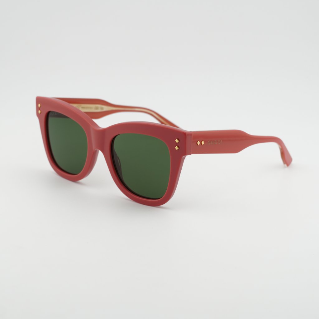 Gucci Accessories | Gucci Gg1082s 004 Sunglasses Pink Square Frame, Green Lenses | Color: Green/Pink | Size: 52 - 21 - 145