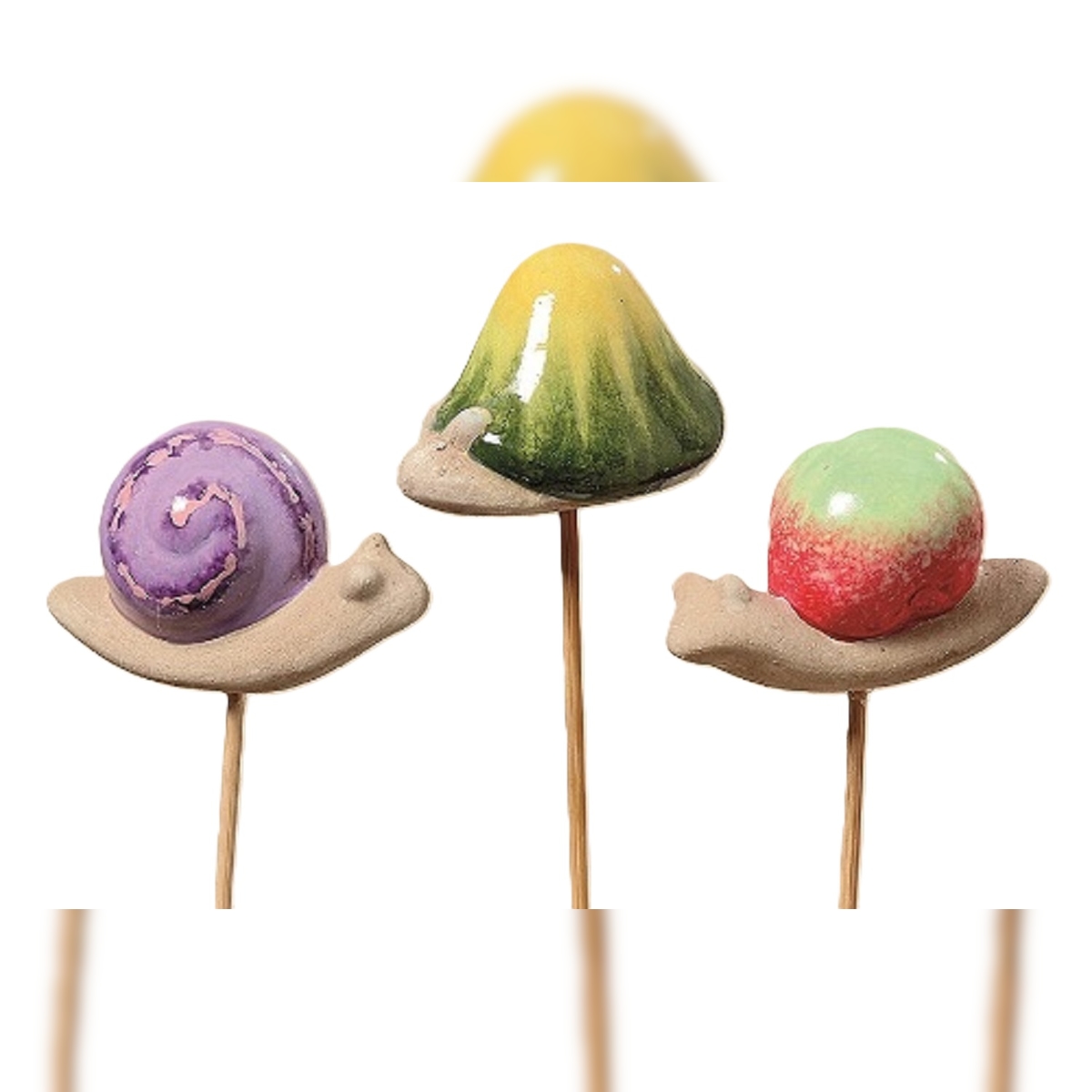 Gartenstecker Schnecke Terrakotta H.26 cm 3er Set Image