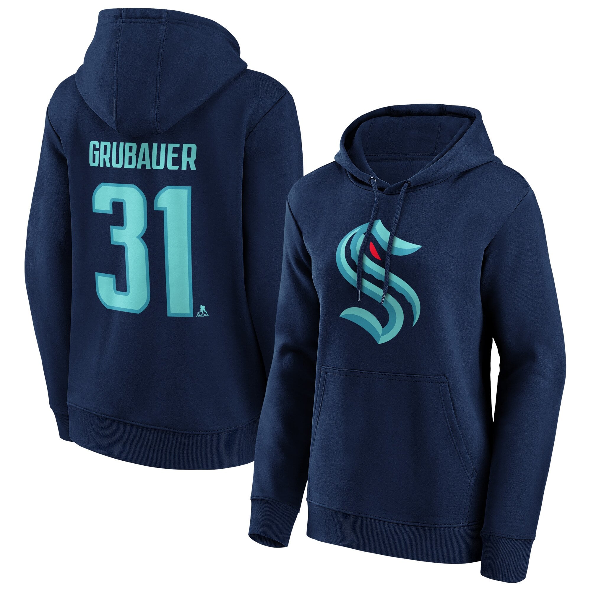 Seattle Kraken Fanatics Branded Iconic Name & Number Graphic Hoodie – Philipp Grubauer 31 – Damen