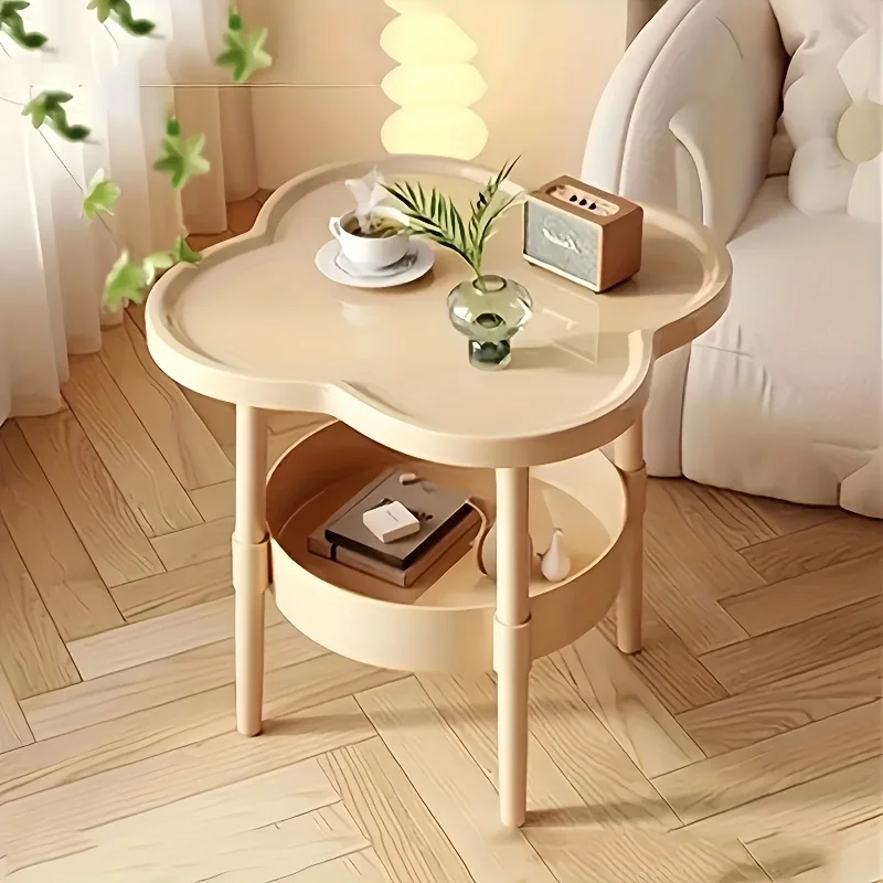 Kreativer Couchtisch, moderner minimalistischer Tisch, Wohnzimmer, mobiles Lagerregal, Ecktisch, cremefarben, Sofa, Schlafzimmer, Schrank, Nachttisch Image