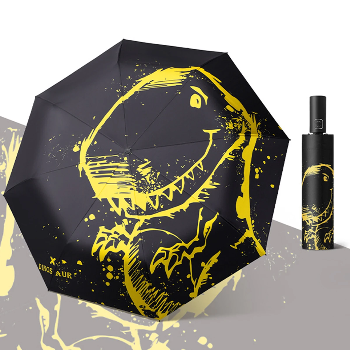 Neuer Dinosauriers chirm dreifach dicker schwarzer Kleber voll automatischer Sonnenschutz schirm für Regen-und Sonnenschutz Image