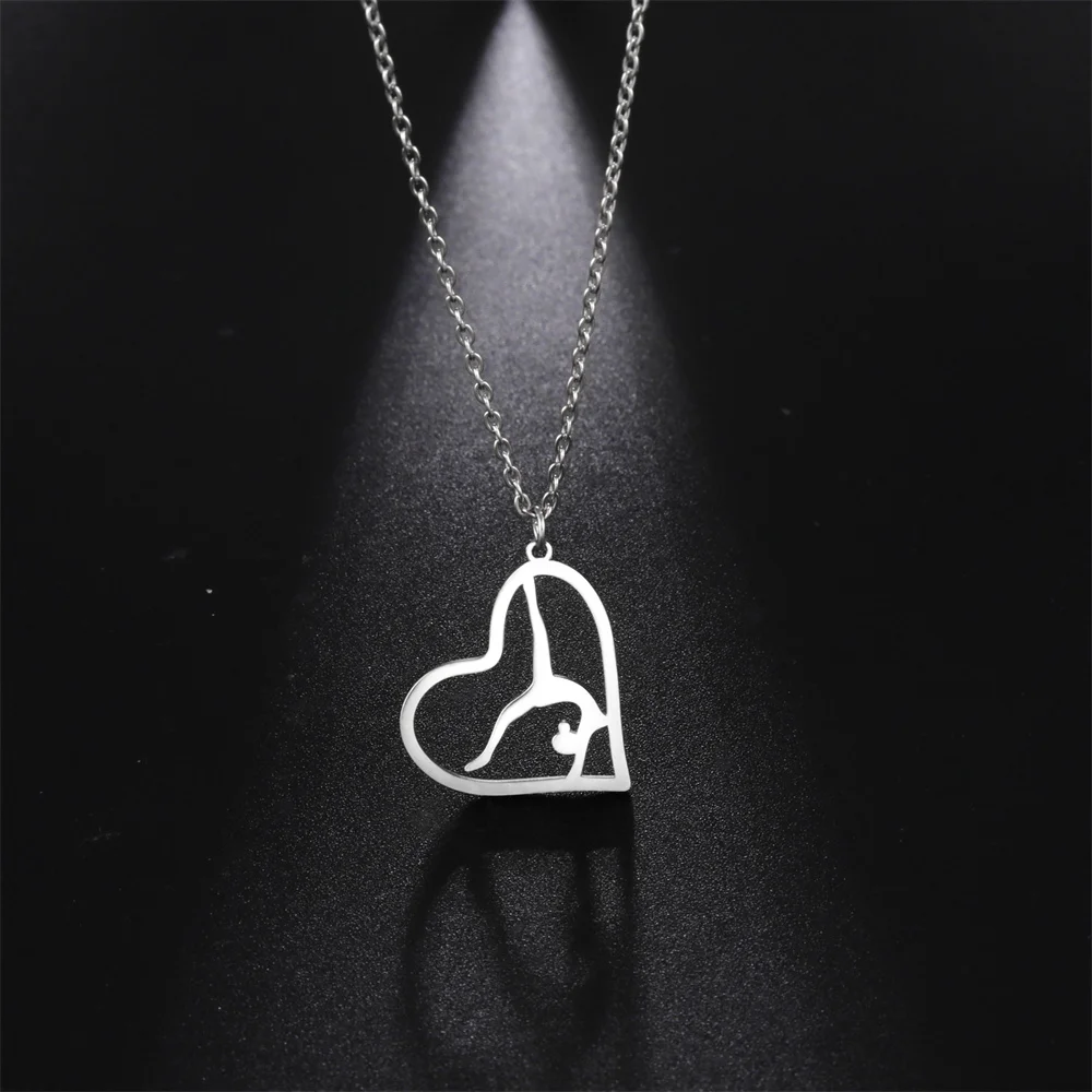 Silber Farbe Turnerin Liebe Gymnastik Anhänger Halskette American Flip Turnerin Anhänger Frau Feine Sport Edelstahl Schmuck