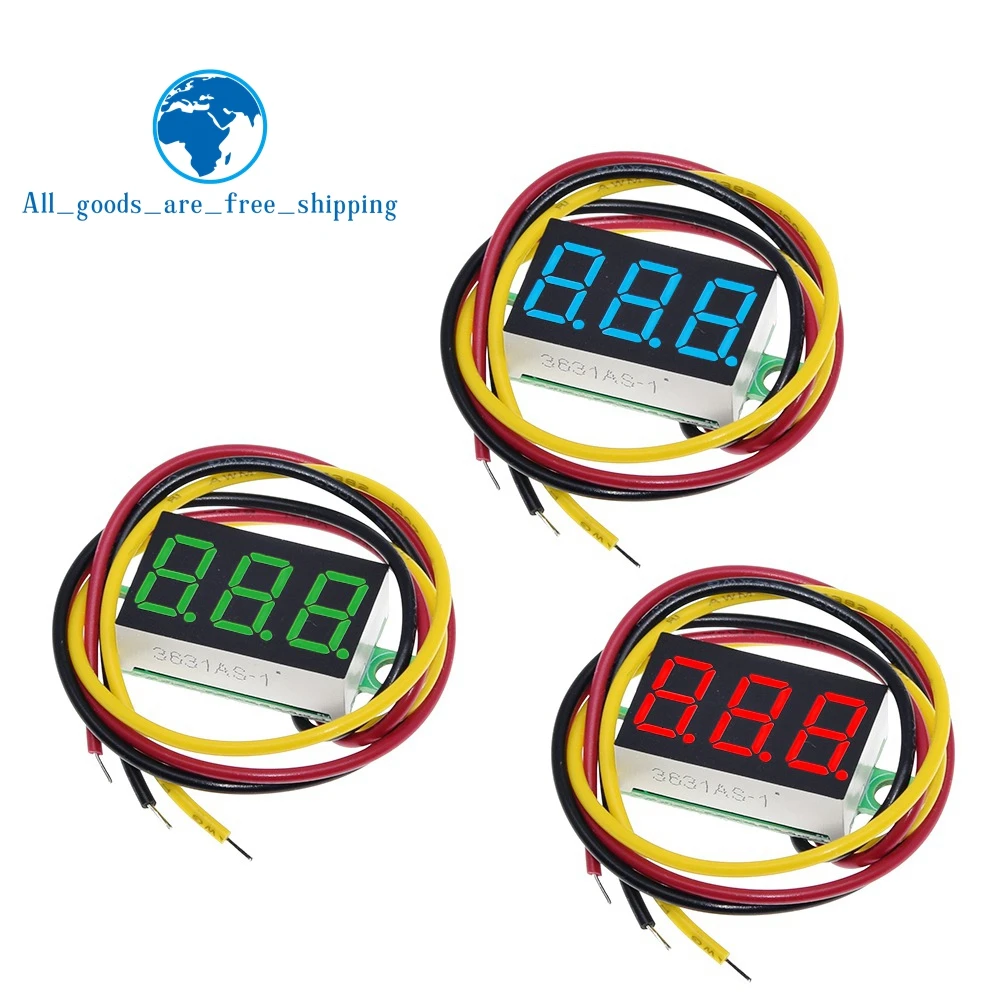 1/3PCS 0,36 zoll Rot Blau Digitale LED Mini Display Modul DC0-100V Voltmeter Spannung Tester Panel Meter Gauge für Motorrad Auto Image