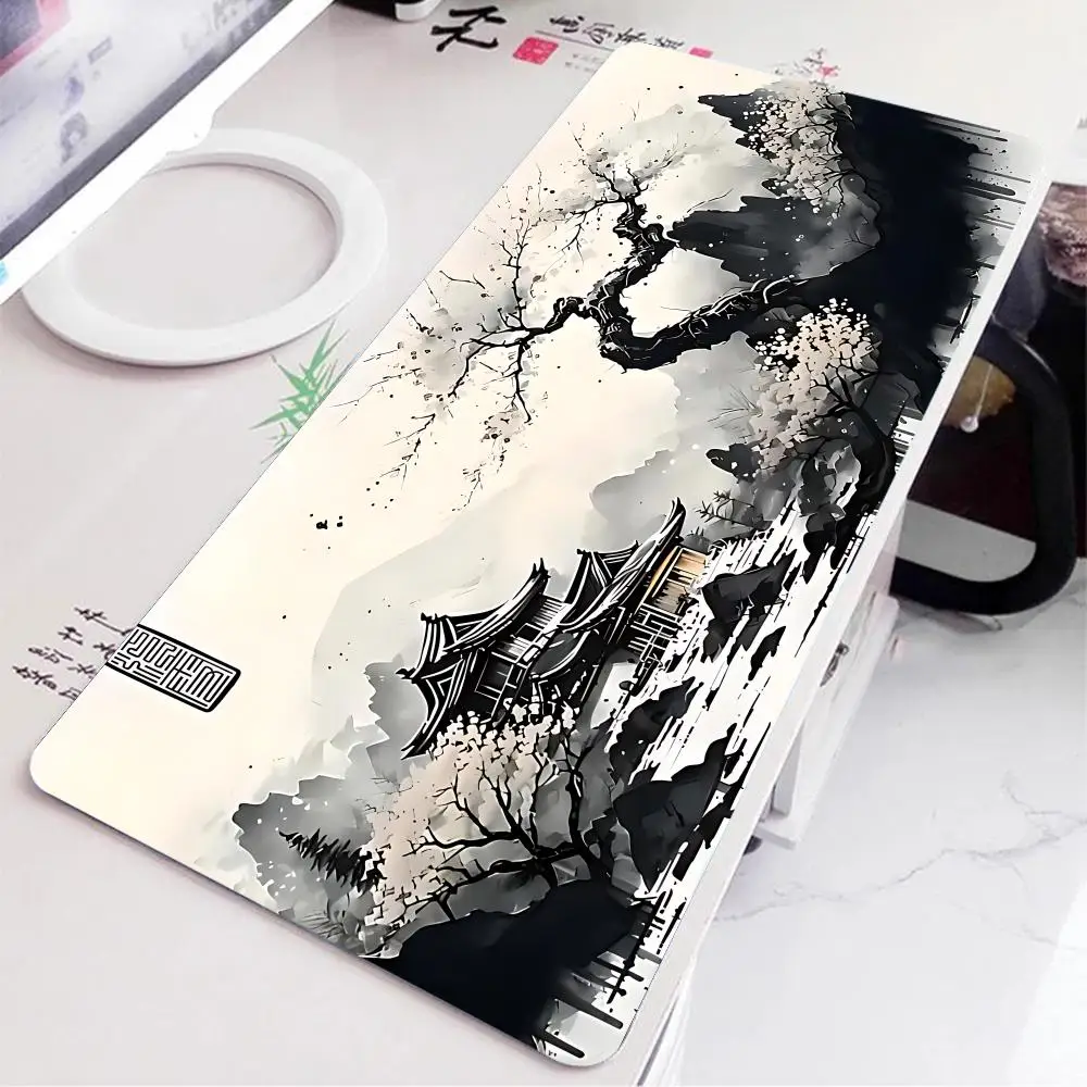 Kunsttinte Landschaft Baum Tischkissen Mauspad Nootbook Spielteppich Großes Gaming Rutschfeste Laptop Tablet Matte PC Erweitertes Pad Spielmatte
