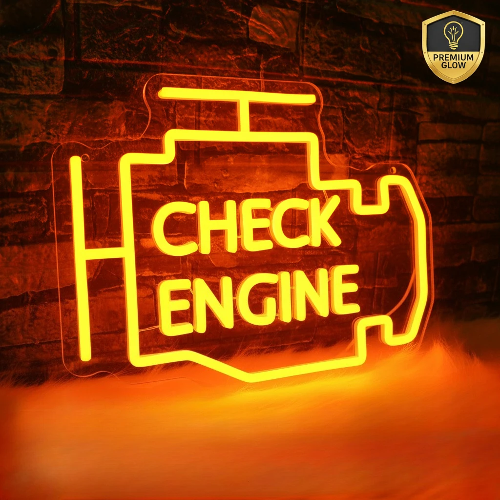 Check Engine Neon LED Light – Auto Repair Shop Sign Car Bar &Car Garage Service Game Room Auto Repair Wall Decor Christmas gift