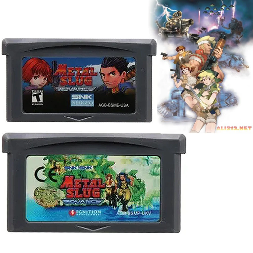 Metal Slug 32 Bit Video Game Cartridge Game Console Card for GBA Shooting Games Series Metal Slug Advance USA/EUR Language