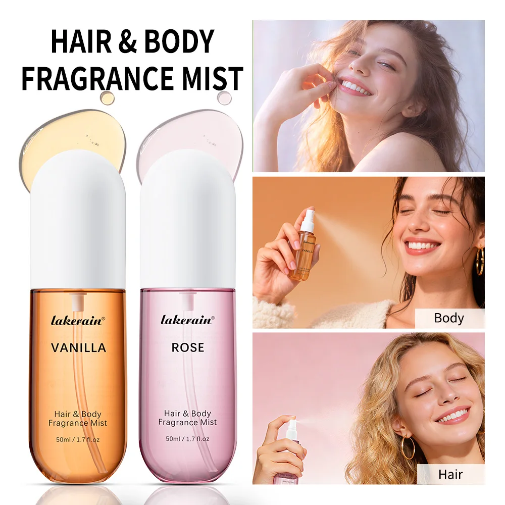 50ml Vanilla Rose Fragrance Spray Hair & Body Fragrance Mist Fresh Long Lasting Fragrance Perfume Travel Size Freshener Spray