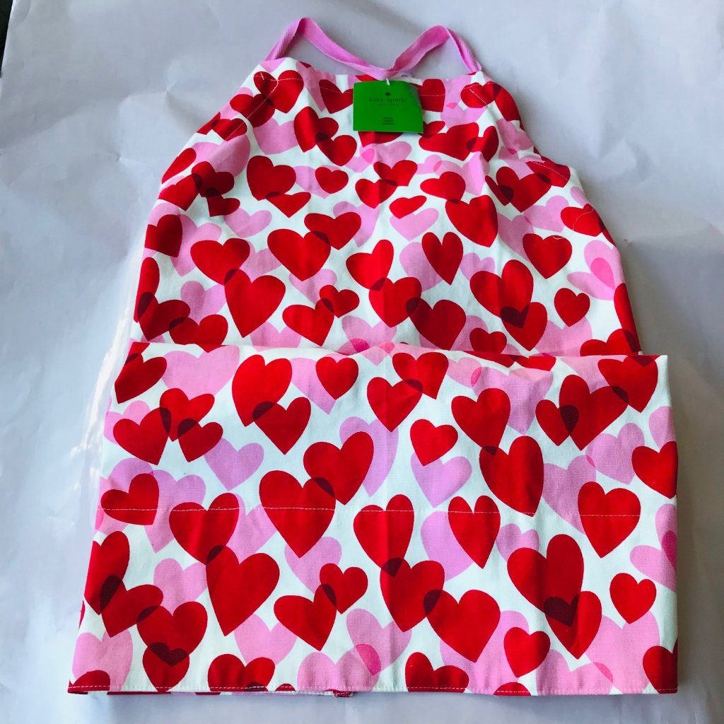 Kate Spade Kitchen | Kate Spade Pink And Red Hearts Kitchen Apron 33" X 33" 100% Cotton | Color: Pink/Red | Size: Os