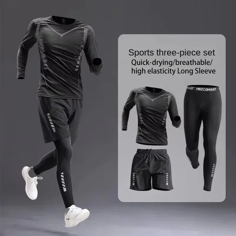 Nouvel ensemble de vêtements de sport pour hommes, 1 à 5 pièces, pour toutes les saisons, séchage rapide, idéal pour le fitness, le jogging et l'entraînement, ensemble de survêtement de sport pour