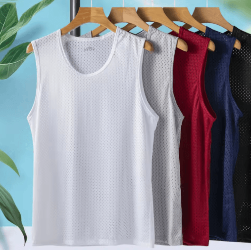 Mens Ice Silk Gym Tank Top Breathable Quick Dry Mesh Fitness Sleeveless Shirt navy 5xl 90 100kg