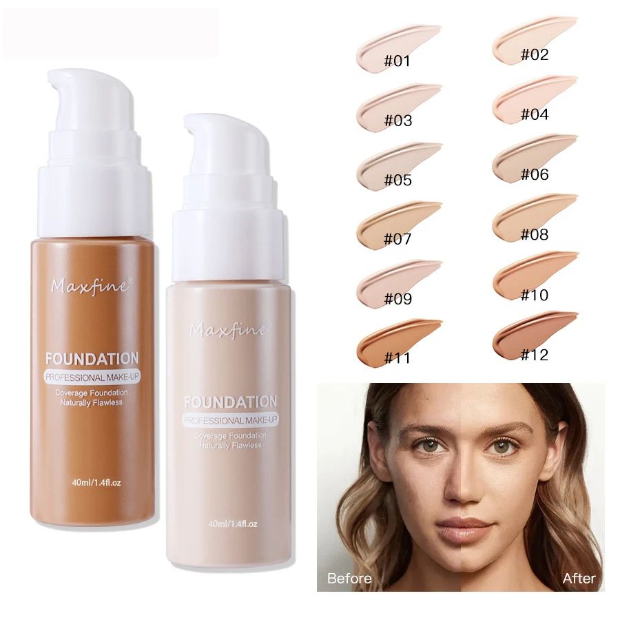 Flawless Waterproof Liquid Foundation Full Coverage Concealer Foundation Sweat Resistant Long Wear Makeup #05 Light Sand Beige