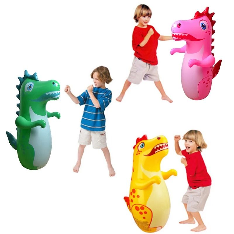DinoPunch Inflatable Punching Bag For Kids Standing Boxing Toy yellow