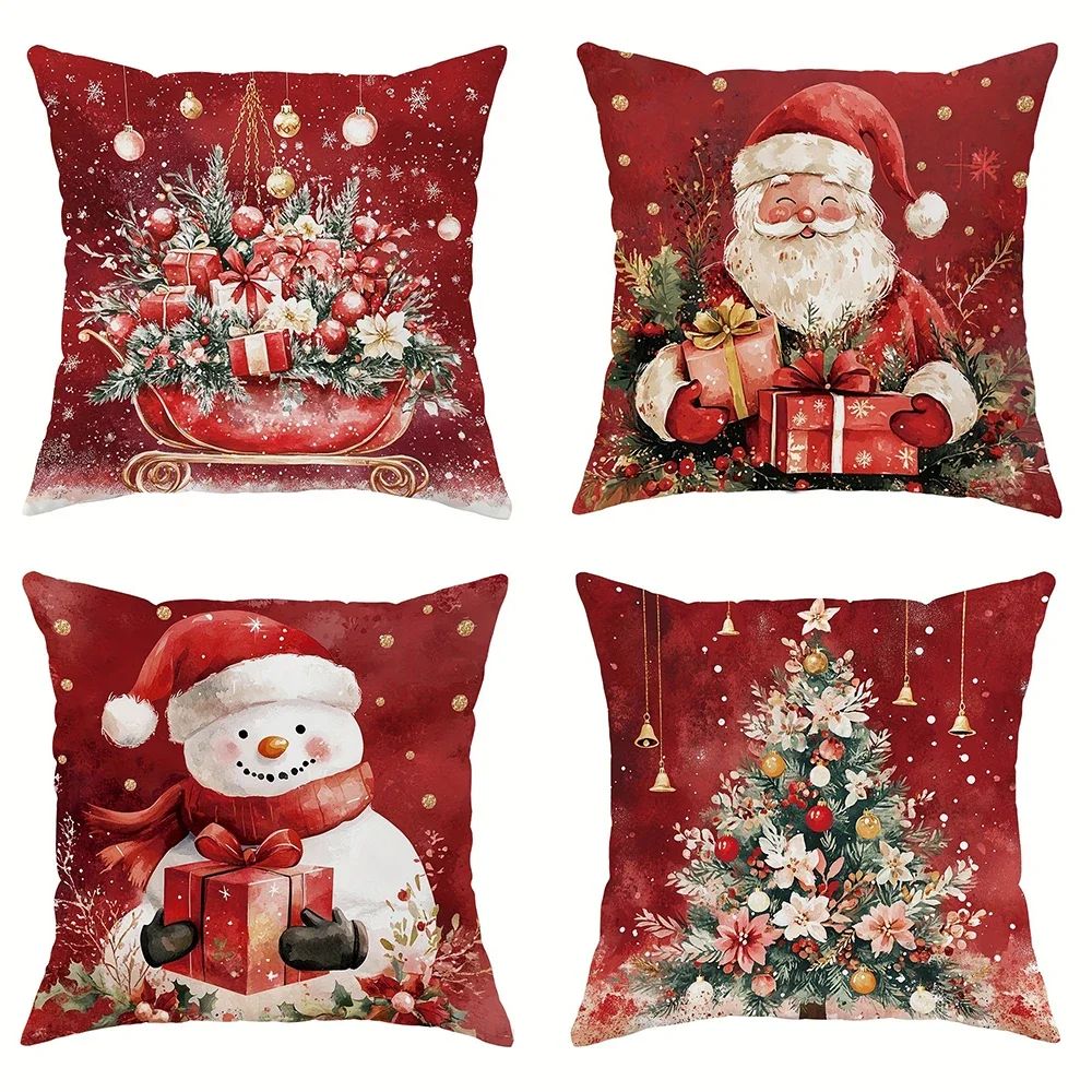 Christmas Santa Snowman Pillow Cover For Sofa And Home Decor c 19.69 19.69 In