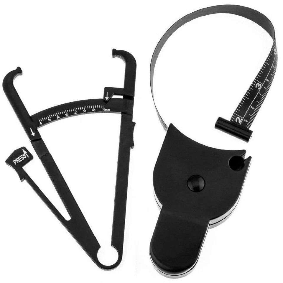 Skinfold Body Fat Caliper & Measuring Tape Set For BMI & Fitness Tracking, Ideal For Weight Loss And Bodybuilding Skinfold Body Fat Caliper & Measuring Tape Set For BMI & Fitness Tracking, Ideal For Weight Loss And Bodybuilding