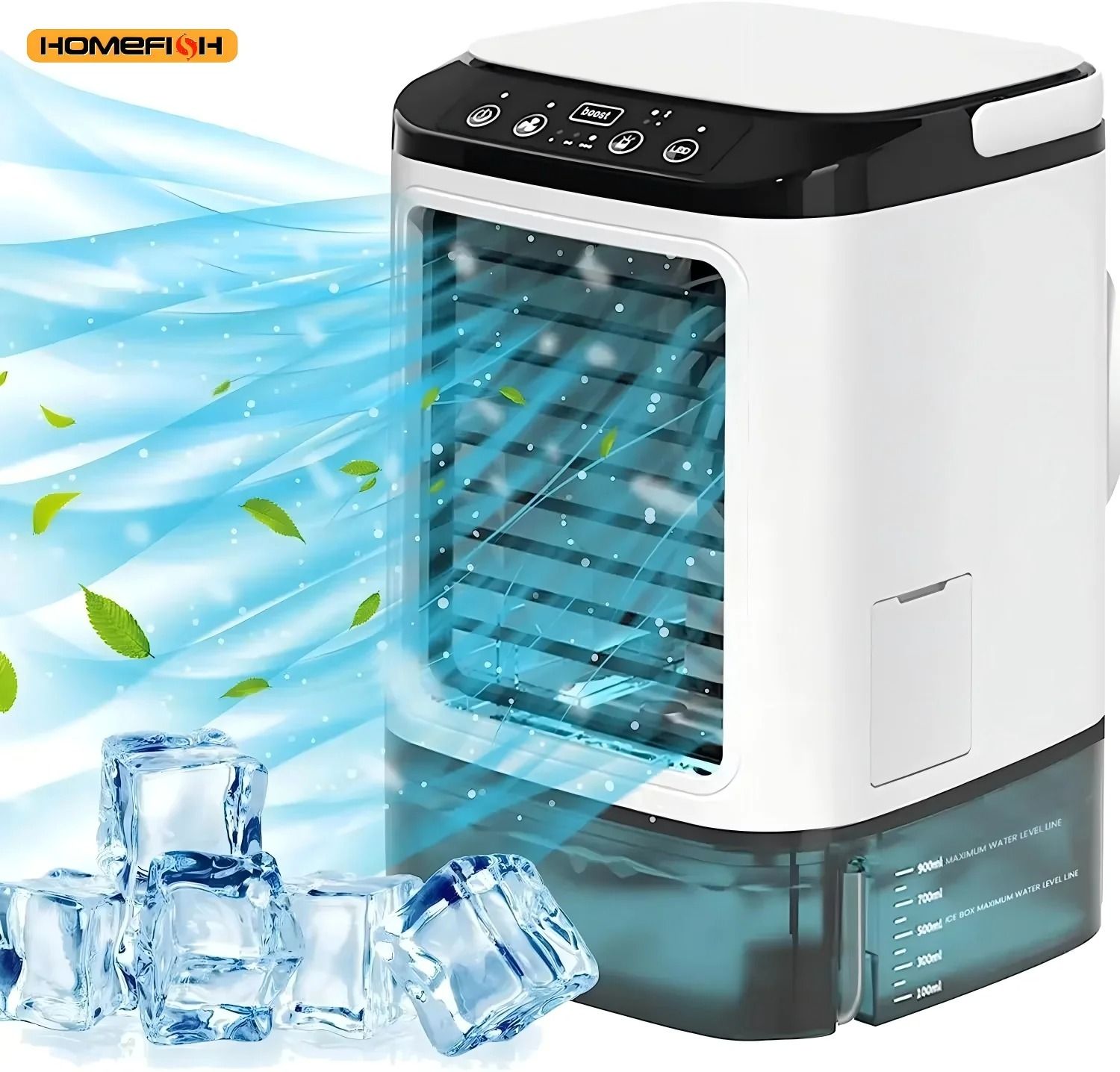 HOMEFISH Portable Air Cooler Fan Desktop Ultrasonic Mist Cooling Fan With Dual Spray 3 Speed And Night Light HOMEFISH Portable Air Cooler Fan Desktop Ultrasonic Mist Cooling Fan With Dual Spray 3 Speed And Night Light