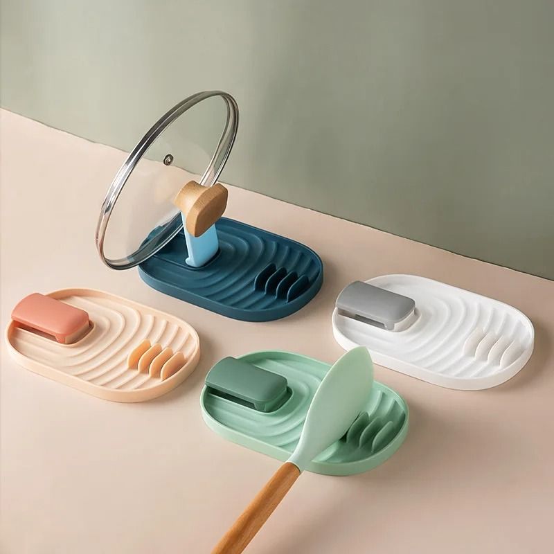 Heat Resistant Kitchen Spoon Rest Holder Utensil Storage Tray pink