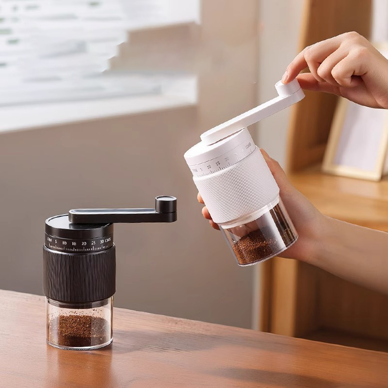 Portable Hand Crank Coffee Bean Grinder Adjustable Speed & Rechargeable black