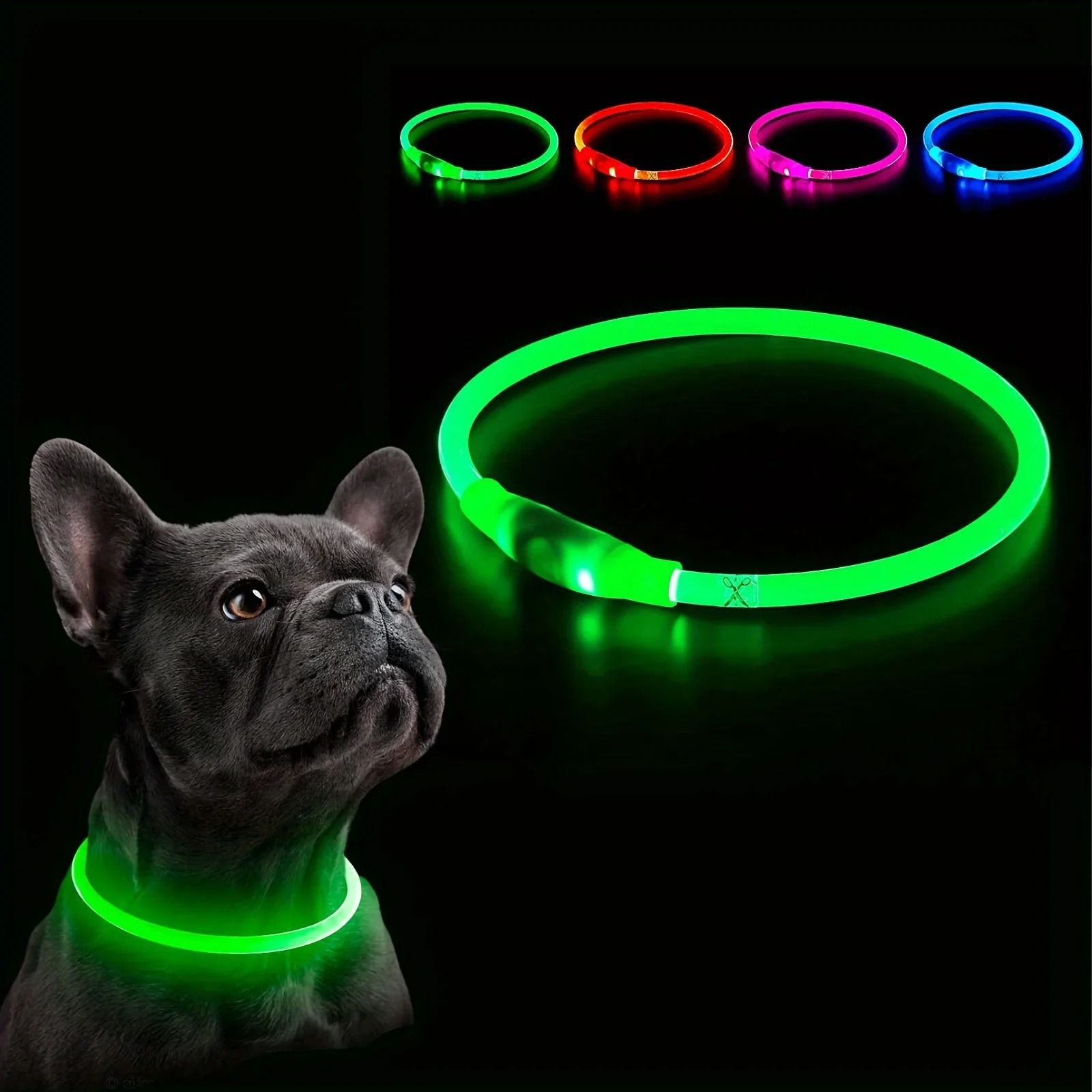 USB Rechargeable LED Dog Collar Fiber Optic Light Up Dog Collar For Night Safety yellow s 40 Cm