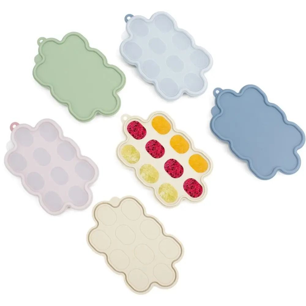 10 Hole Silicone Baby Breastmilk Popsicle Molds & Fruit Food Feeder Tray beige
