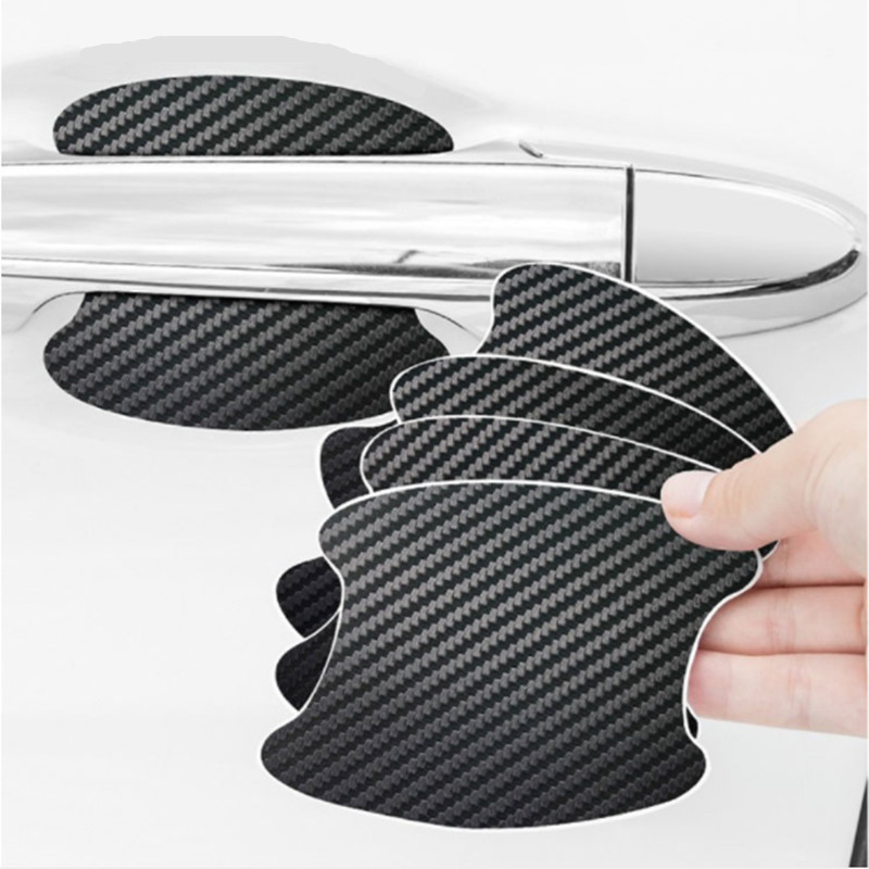 Car Door Protector Sticker Carbon Fiber Scratch Resistant Auto Handle Protection Film For Stylish Exterior Styling silver