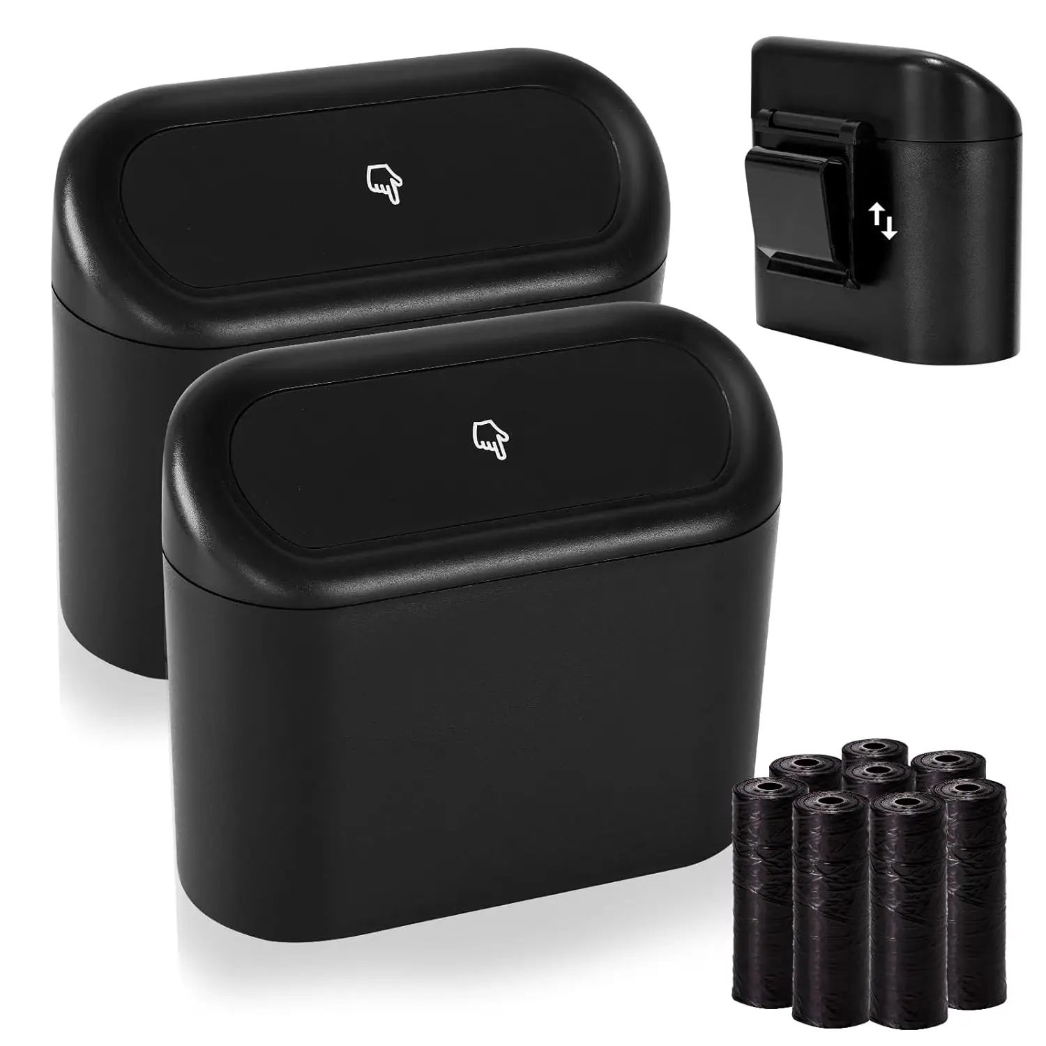 Mini Leakproof Car Trash Can With Lid black 1