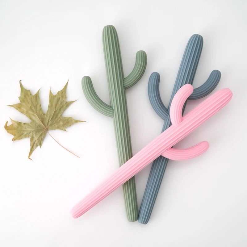 Silicone Cactus Teether Straw BPA Free Fidget Toy & Infant Chewing Accessory 006 muted