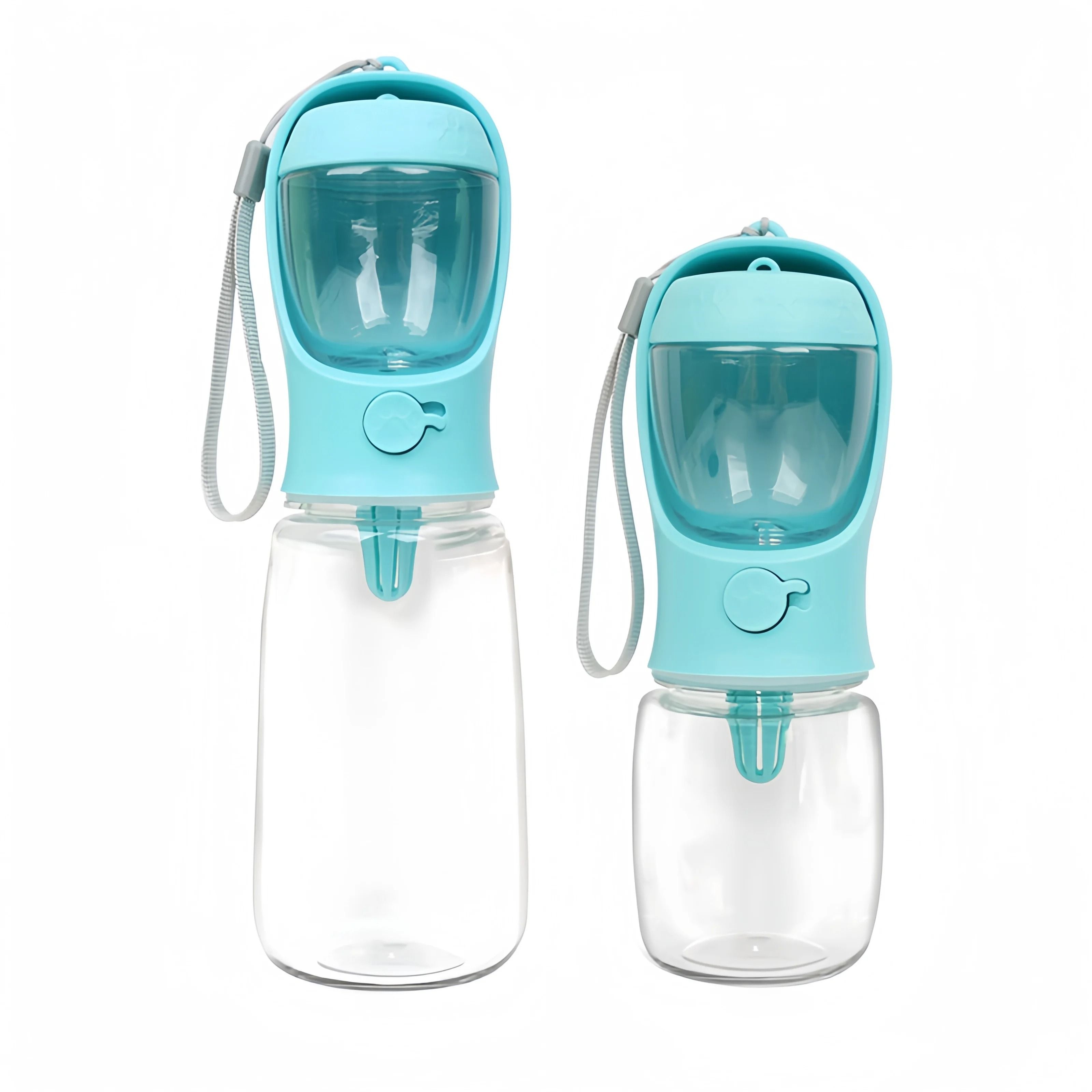 Portable Dog Water Bottle With Food Container Travel Pet Feeder blue 550 Ml