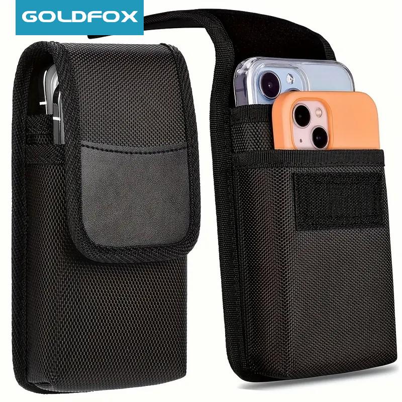 Universal Dual Pocket Cell Phone Holster Heavy Duty Nylon Belt Pouch For Large Smartphones Universal Dual Pocket Cell Phone Holster Heavy Duty Nylon Belt Pouch For Large Smartphones