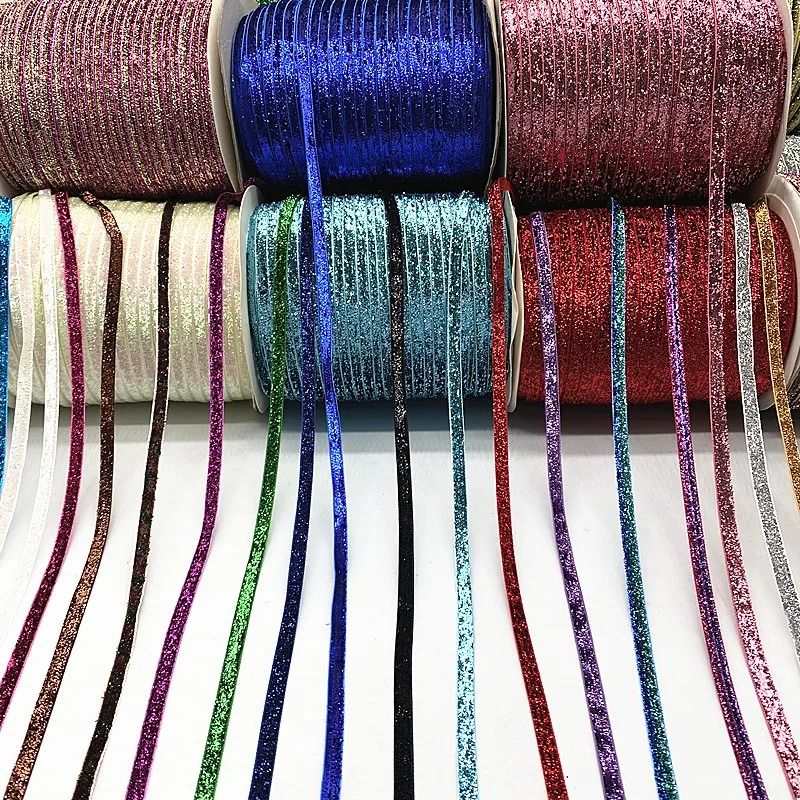 6mm Glitter Velvet Ribbon | Professional Single Face Non Elastic Headband & Bow Decoration 09