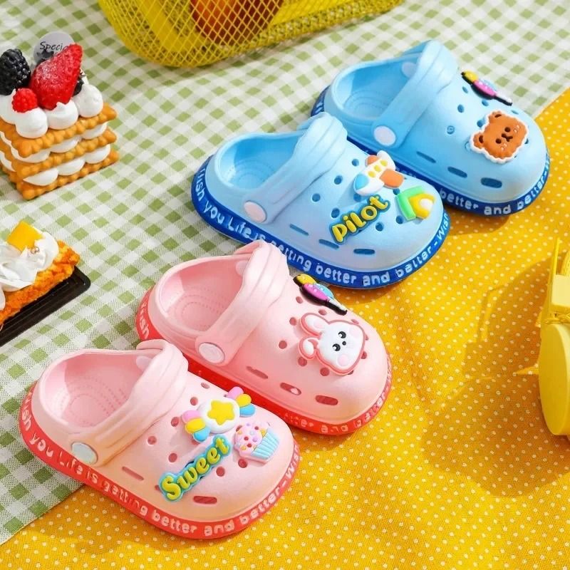 Summer Children Garden Slippers Boys And Girls Beach Sandal Lightweight Breathable Cute Cartoon Slip Baby Slippers yellow 23