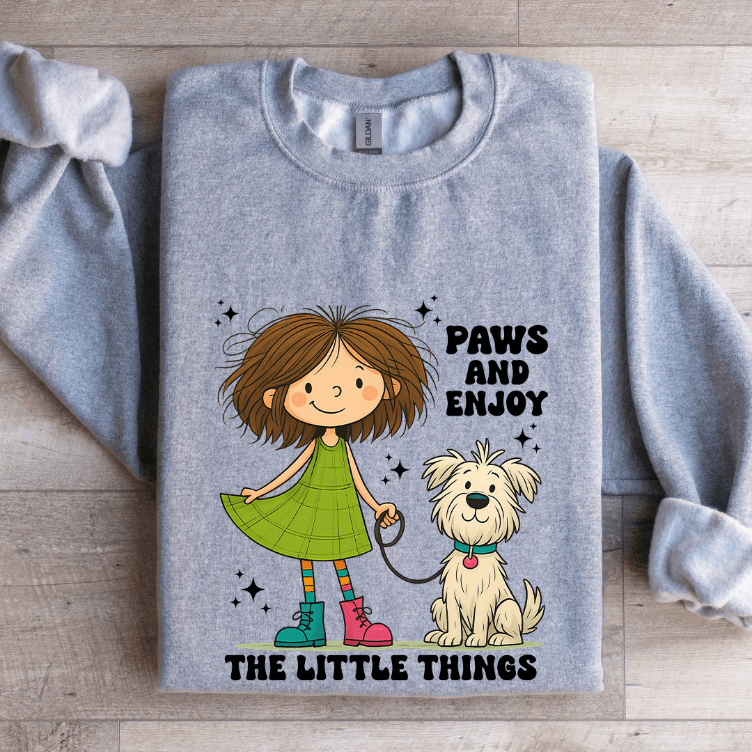 Paws And Enjoy The Little Things Sweatshirt XL Sand