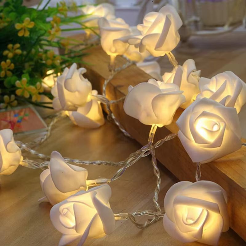 Rose Flower LED String Lights Battery Operated 10 20 LED Romantic Decor 4.9 Ft 10 Led