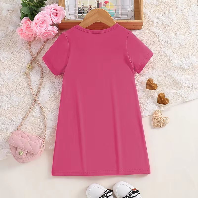 Girls Leopard Print Dress Casual Summer Girls Knitted Dress Short Sleeve Kids Summer Dress 2t