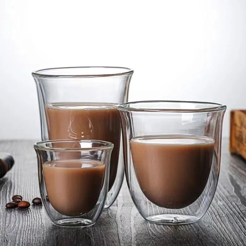 Double Wall Glass Cup Borosilicate Insulated Coffee Tea Mug Heat Resistant 220 Ml
