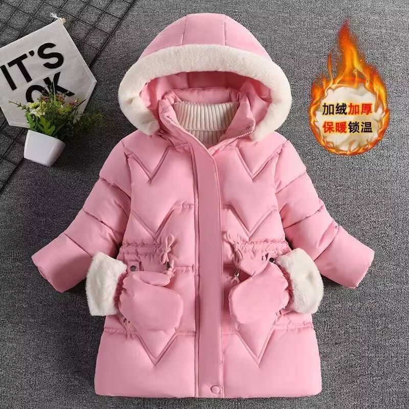 Girls Princess Hooded Winter Coat Warm Kids Hooded Jacket Fashion Outerwear For Ages 38 rose Red 3t 4t(size 110)