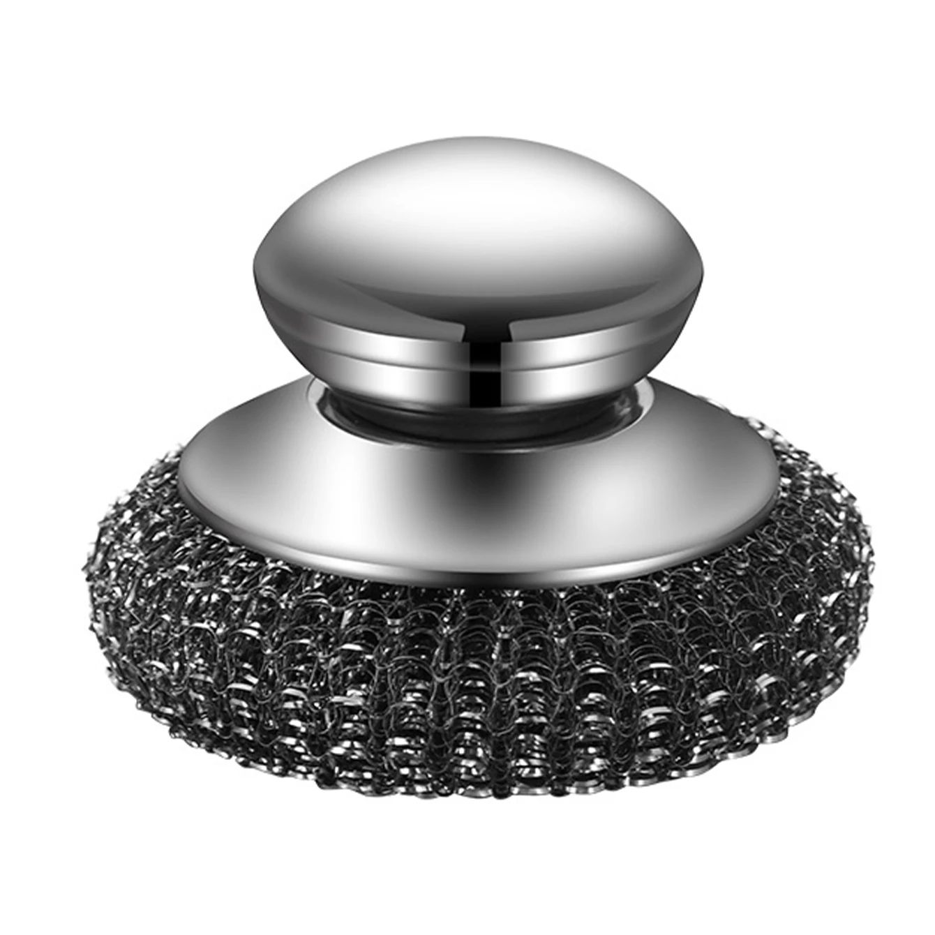 Stainless Steel Wool Scrubber Brush With Handle c