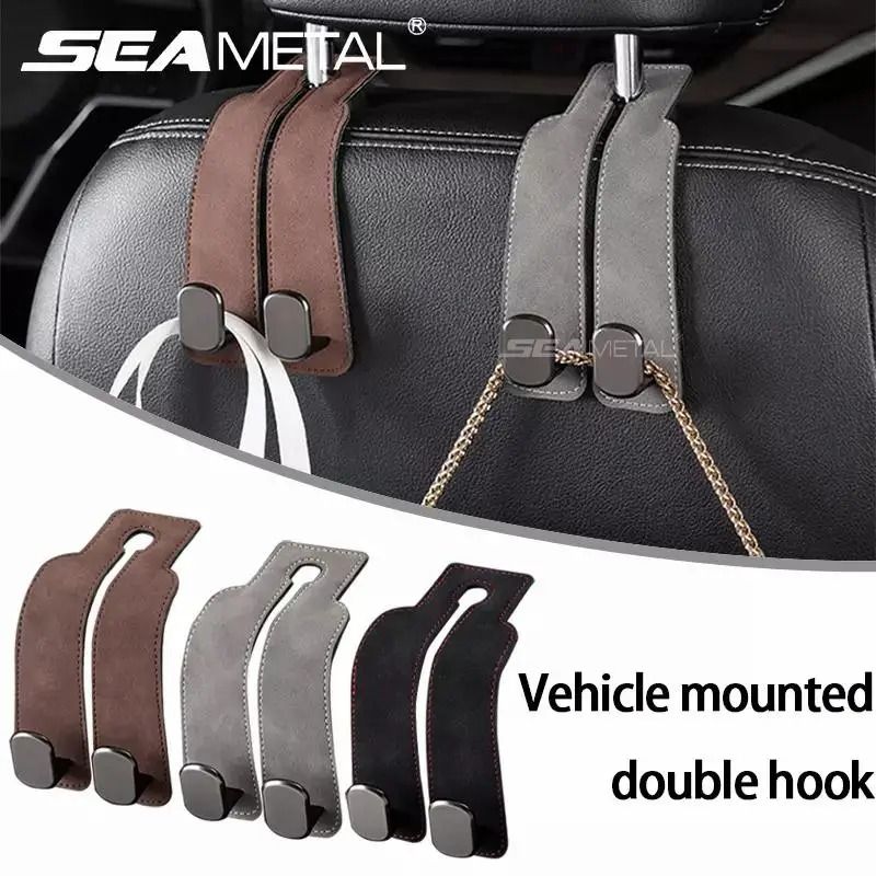 Car Headrest Hook Premium Rear Seat Hanger Dual Car Organizer Hook Heavy Duty gray 1 Pc