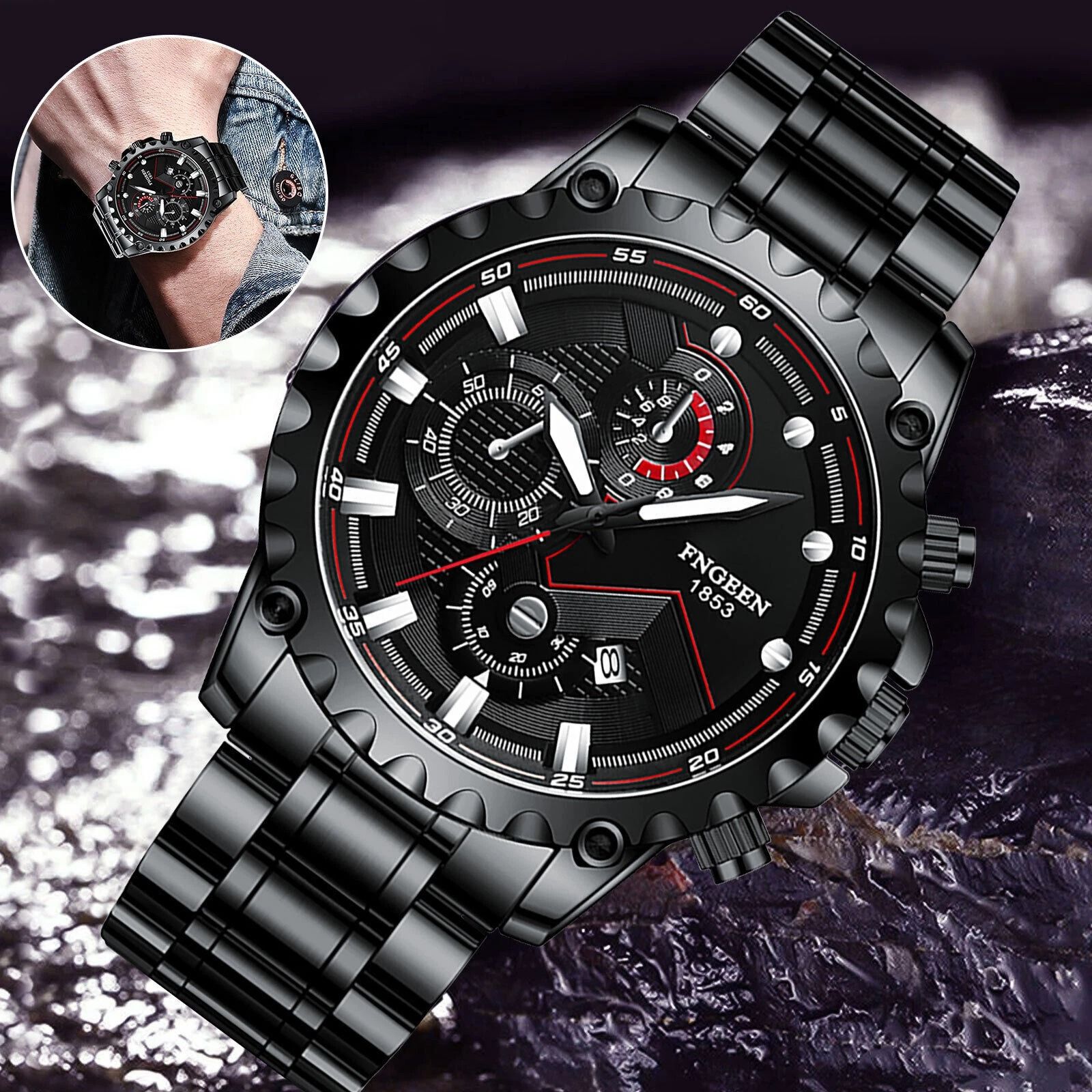 Waterproof Stainless Steel Quartz Watch For Men Luxury Luminous Wristwatch With Adjustable Band Waterproof Stainless Steel Quartz Watch For Men Luxury Luminous Wristwatch With Adjustable Band