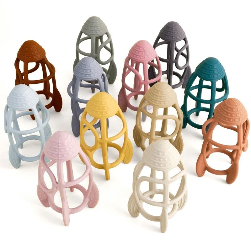 Rocket Shaped Silicone Baby Teether Fashionable Sensory & Molar Fidget Toy 003 taupe