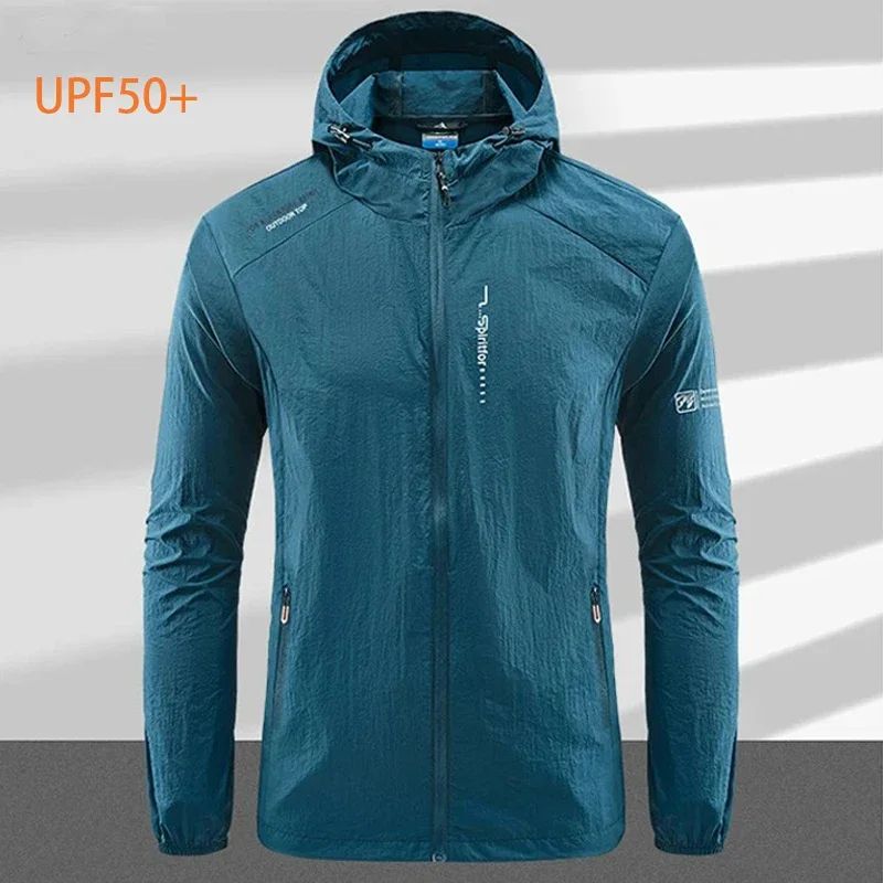 Mens UPF 50 UV Protection Windbreaker Lightweight Hooded Sun Jacket black l (165cm 57.5kg)