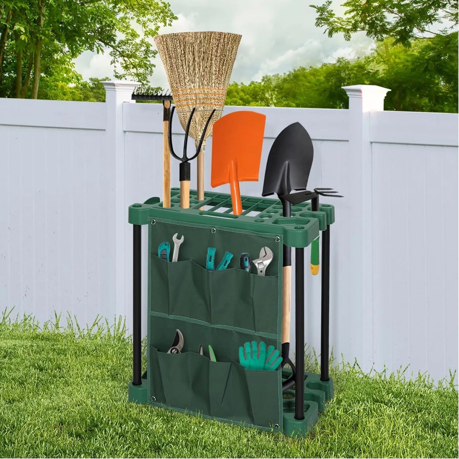33 Slot Garden Tool Organizer Rack Heavy Duty Storage Stand For Garage And Yard Tools wall Holder