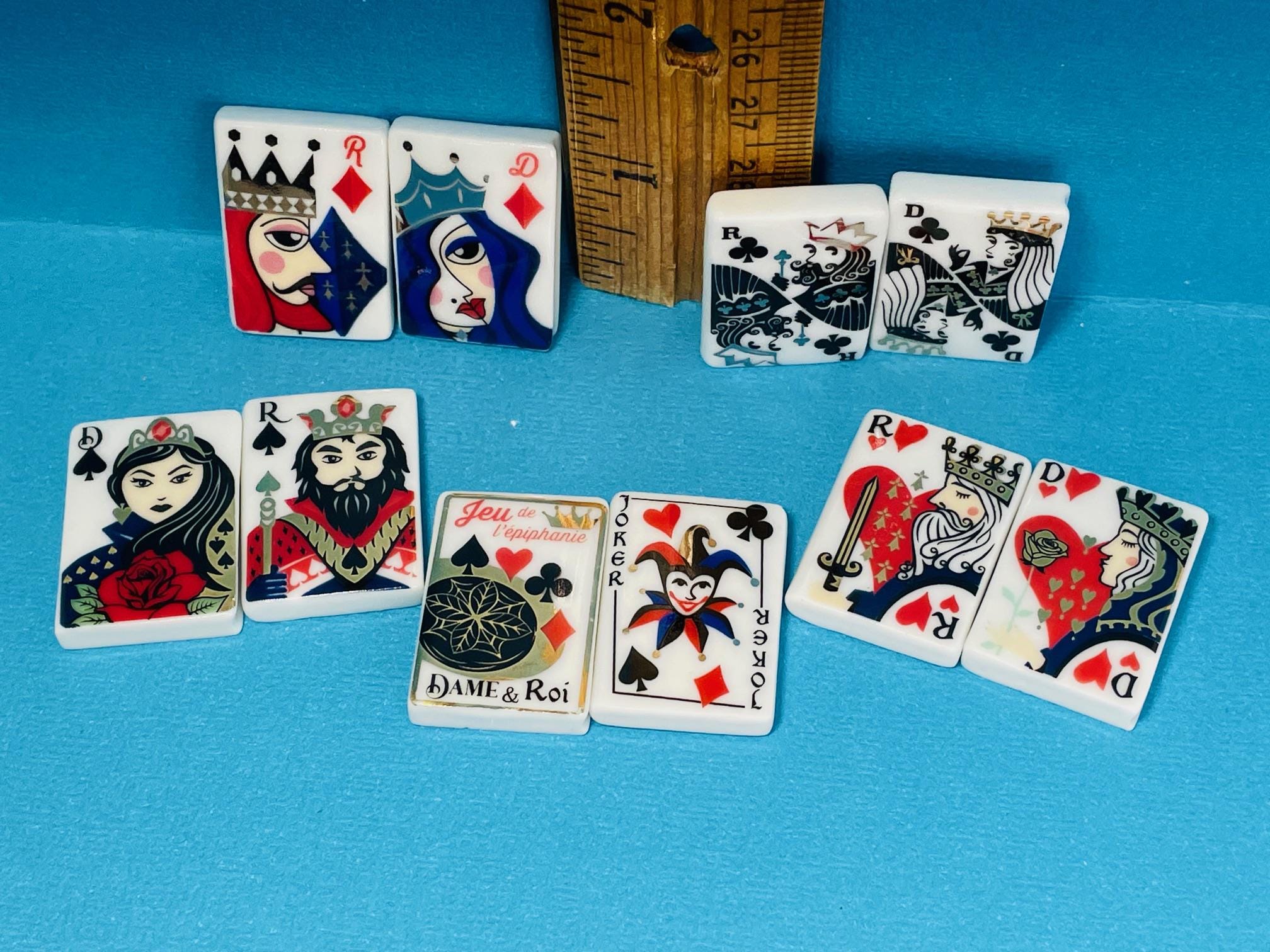 Piccole carte da gioco Miniature King & Queen Joker Carte de Jouet Poker French Feve Feves Figurine Miniature casa delle bambole Ww40