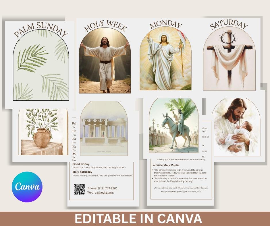 Schede di studio per la Settimana Santa per bambini, set di carte con storie di Pasqua, conto alla rovescia cristiano per la Settimana Santa, schede s