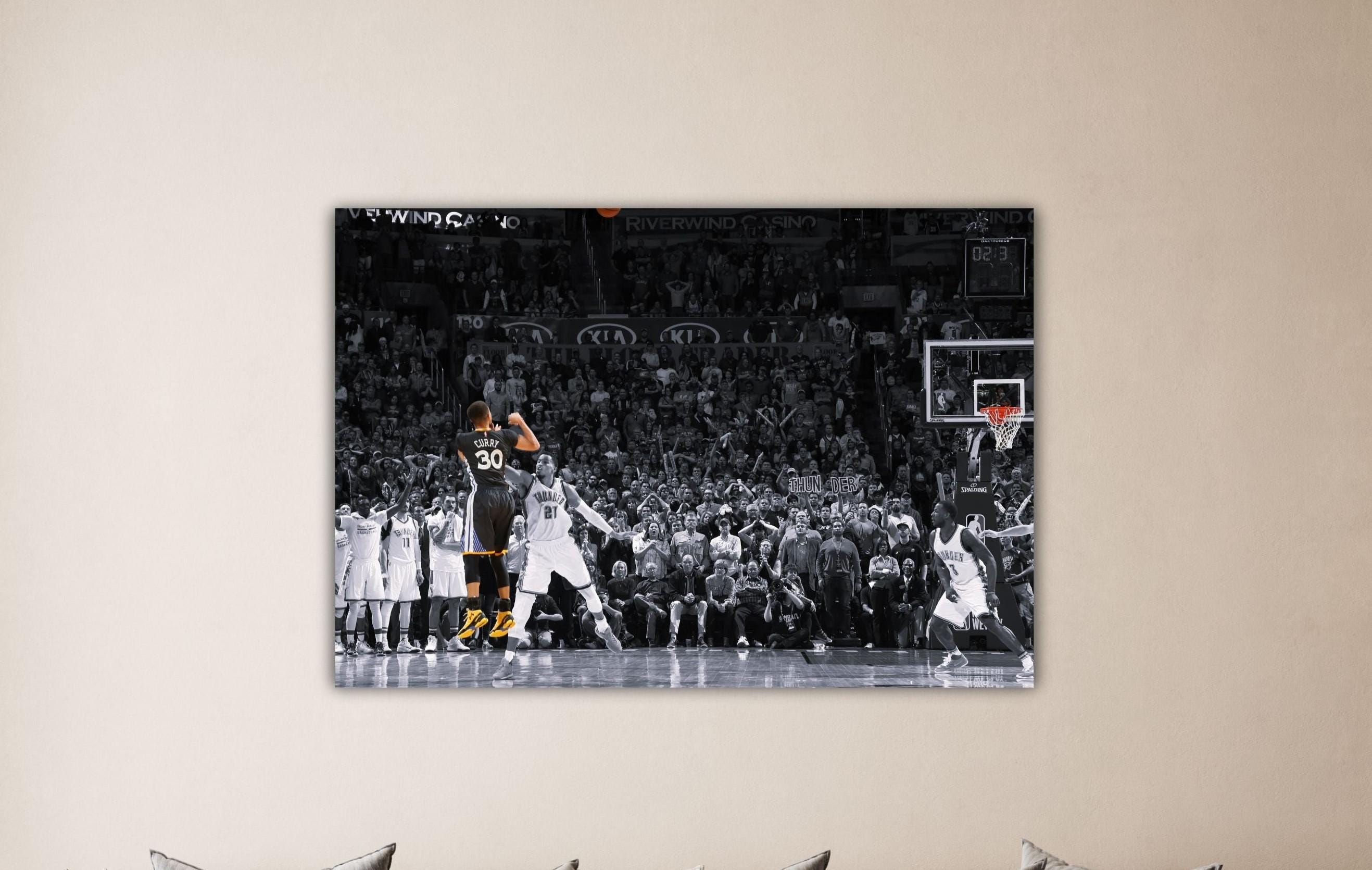 Poster di Stephen Curry, Tiro finale dei Golden State Warriors, Stampa su tela di Stephan Curry, Decorazione da parete per cameretta dei bambini, Arte