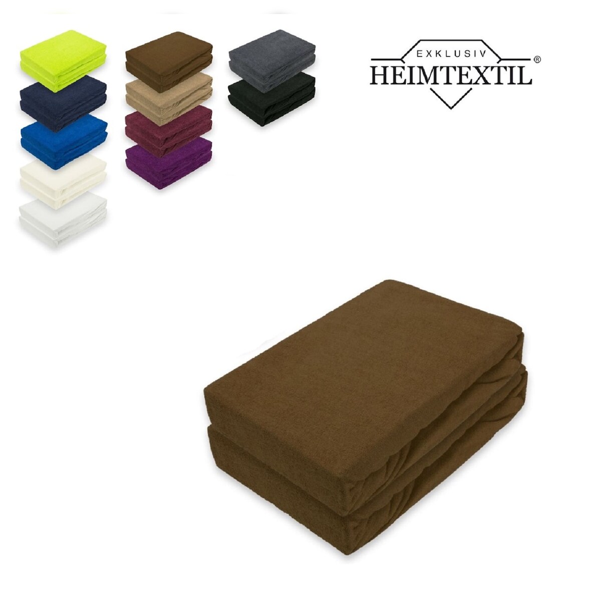EXKLUSIV HEIMTEXTIL Frottee Spannbettlaken Doppelpack Premium 120 x 200 cm Schokobraun Image