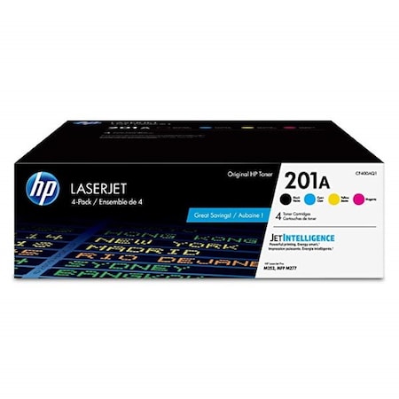 HP CF400AQ1 HP 201A, CF400AQ1 4PK Black/Cyan/Mag/Yellow Original LaserJet Toner