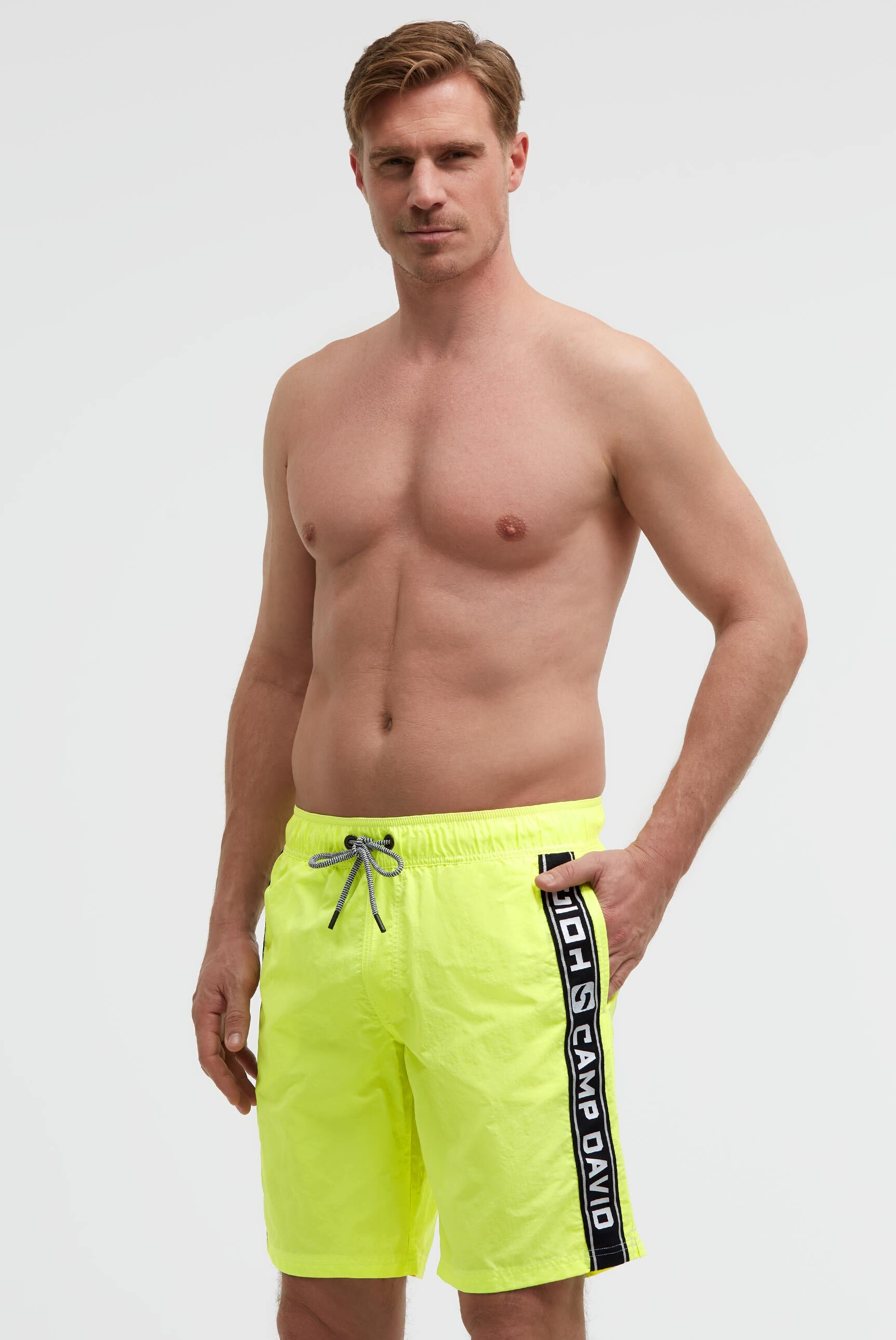 Badeshorts CAMP DAVID, Gr. S, Normalgrößen, neon lime, Polyamid, bedruckt, Badehosen Badeshorts, mit Innenhose Image