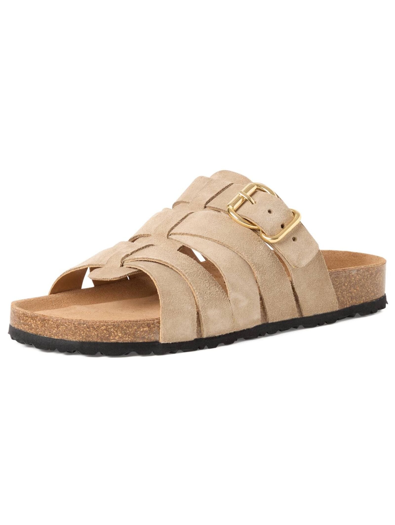 Pantolette TAMARIS "Tamaris Pantoletten Veloursleder", Herren, Gr. 39, taupe, Veloursleder, Schuhe Pantolette Image